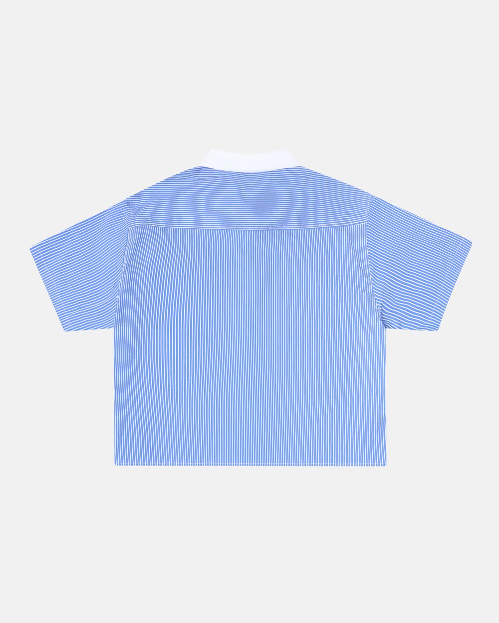 COLDCULT STRIPED SHIRT - blue striped short sleeve shirt, back view - Cold Culture #packshot