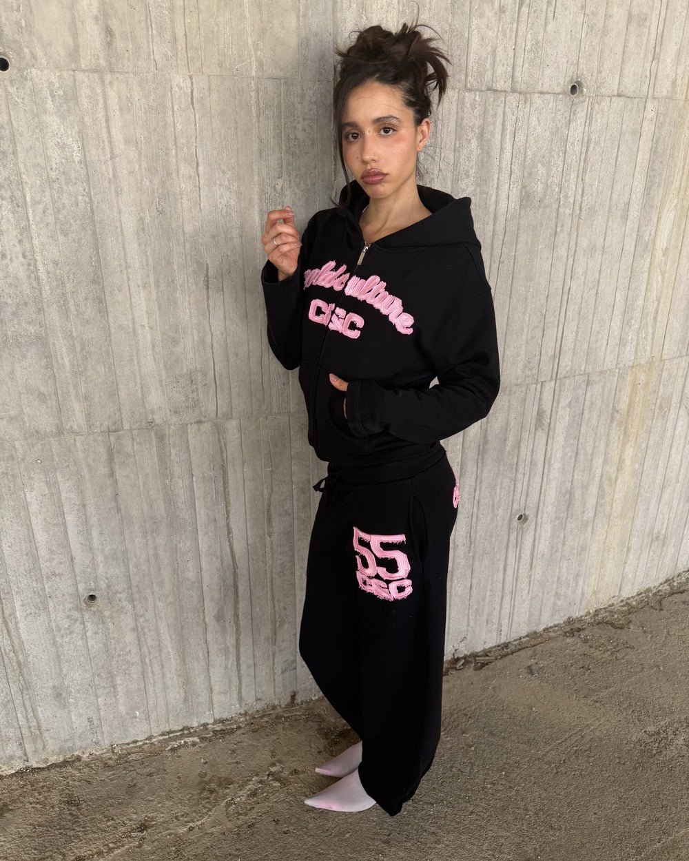 COLLEGE 55 ZIP HOODIE BLACK - Cold Culture #woman