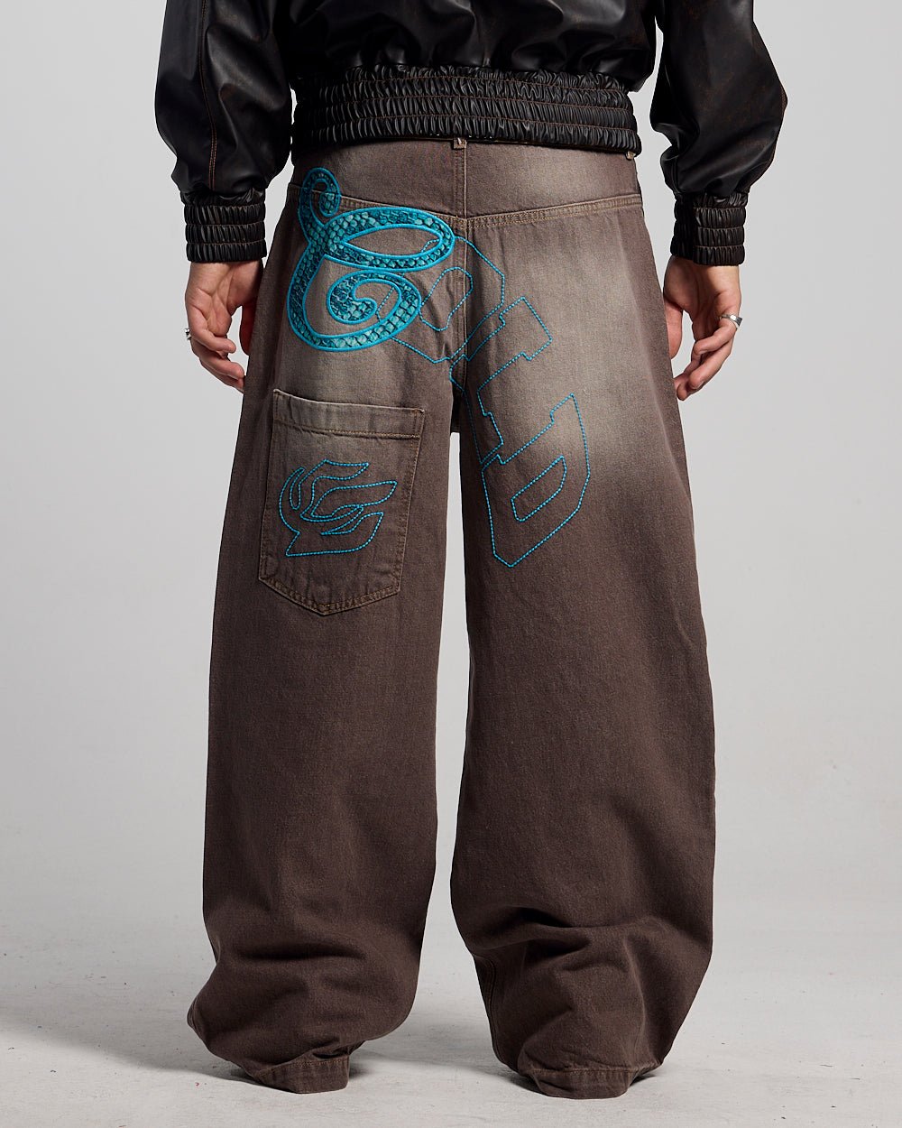 COLLEGE V3 PANTS LIGHT BROWN - light brown washed pants, back view on male model - Cold Culture