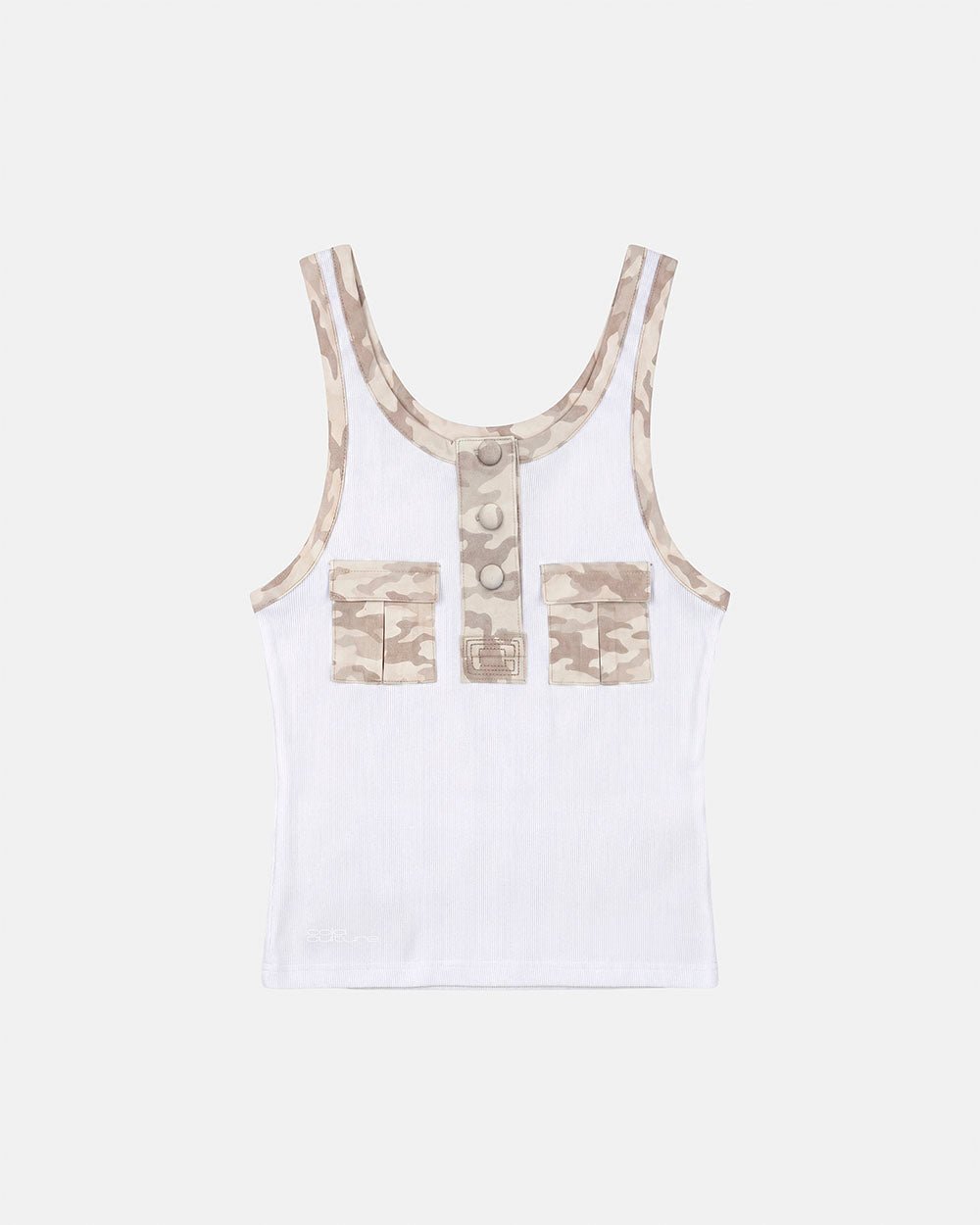 CORE TANK TOP WHITE - white ribbed tank top, front view - Cold Culture #packshot