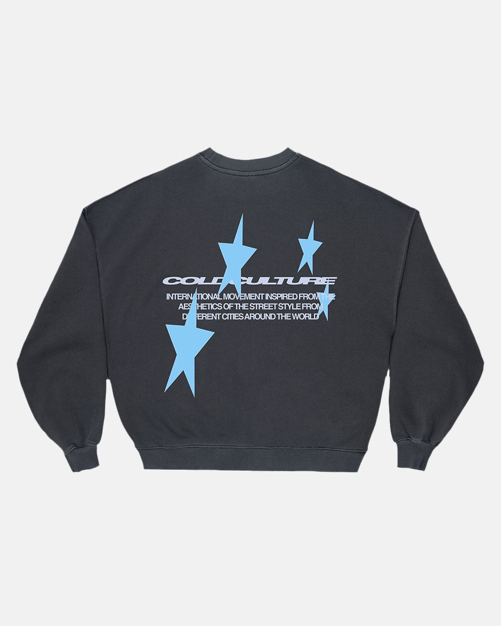 COSMOS ARC CREWNECK INDIA INK - dark navy oversized crewneck sweatshirt, back view - Cold Culture #packshot