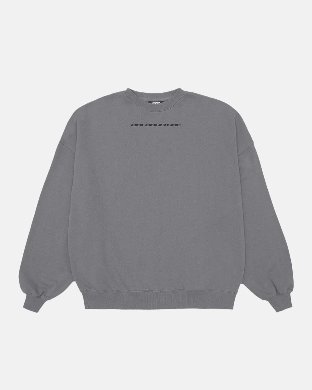 COSMOS ARC CREWNECK SMOKEY GREY - grey oversized crewneck sweatshirt, front view - Cold Culture #packshot