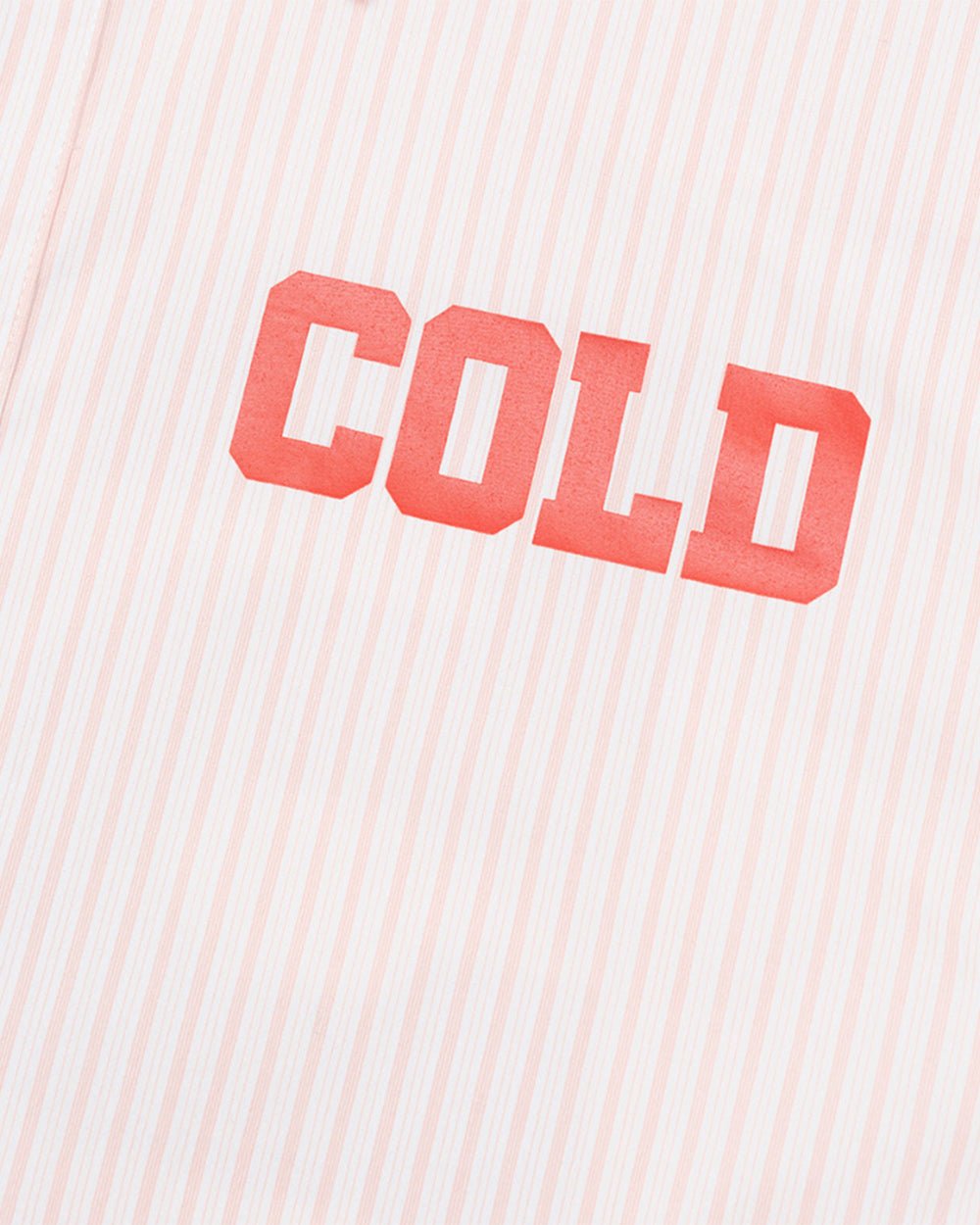 COUNTDOWN SHIRT PINK STRIPES - pink striped short sleeve shirt, detail close-up - Cold Culture