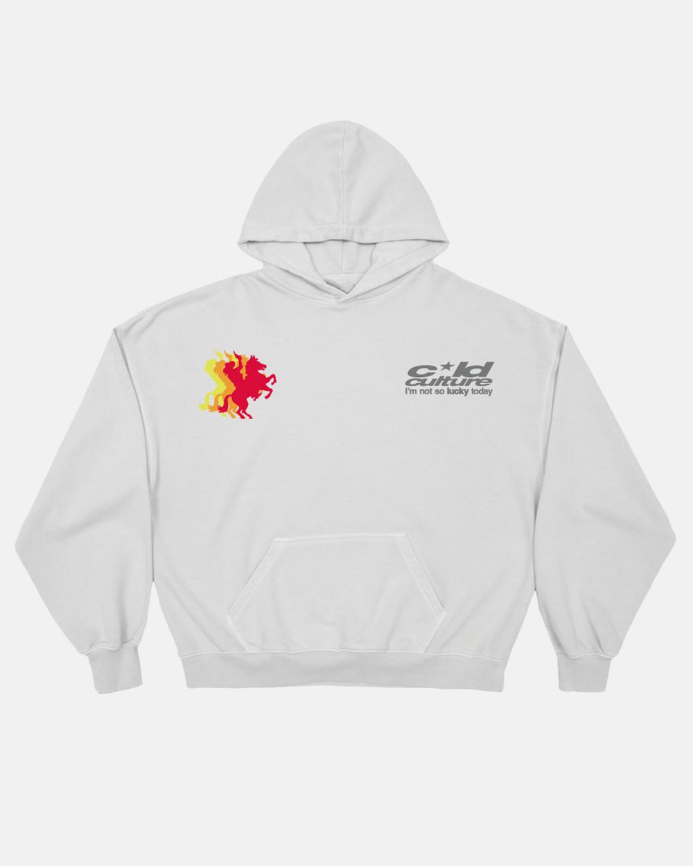 COWBOY HOODIE COOL GREY - grey graphic print hoodie, front view - Cold Culture #packshot