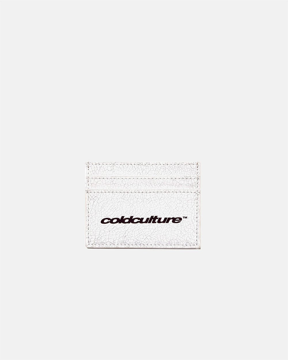 CRACKED WALLET WHITE - white cracked leather wallet, front view - Cold Culture #packshot