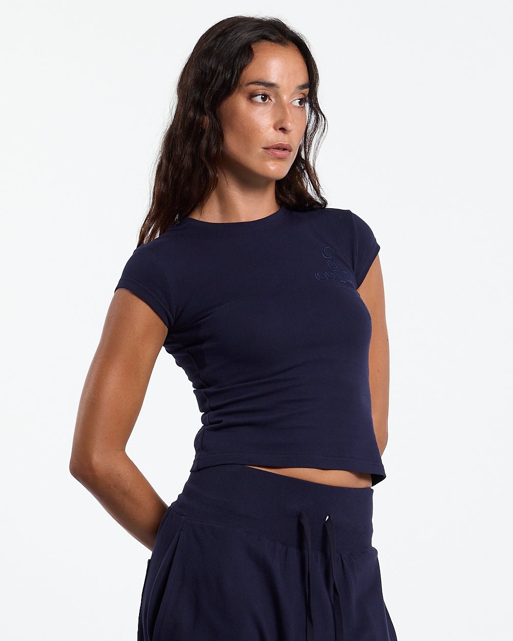 CROSSED BABY TEE WOMAN NAVY - Cold Culture #woman