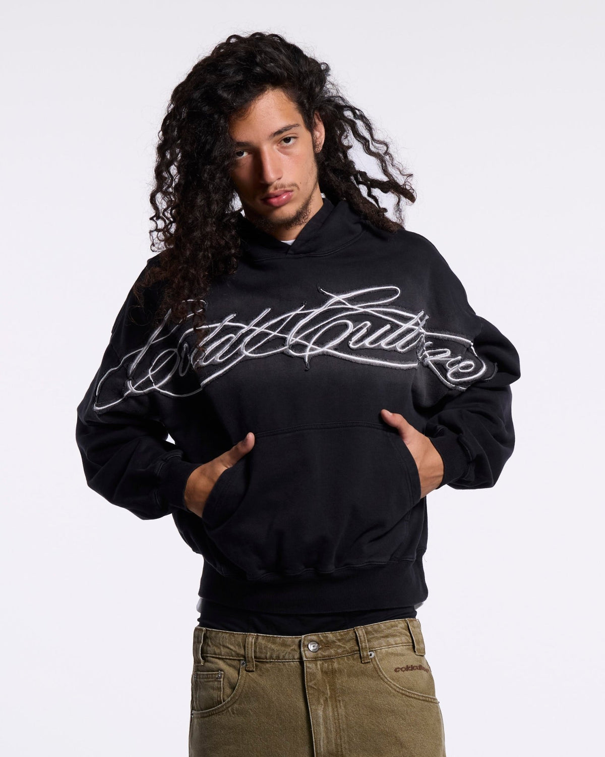 CROSSED DISTRESS HOODIE BLACK - Cold Culture #man