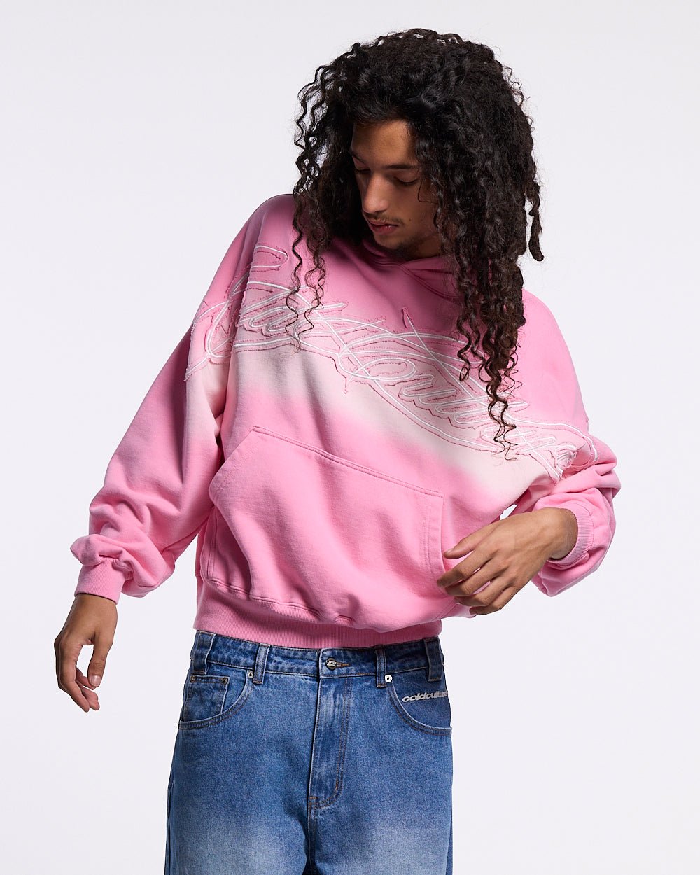 CROSSED DISTRESS HOODIE PINK - Cold Culture #man