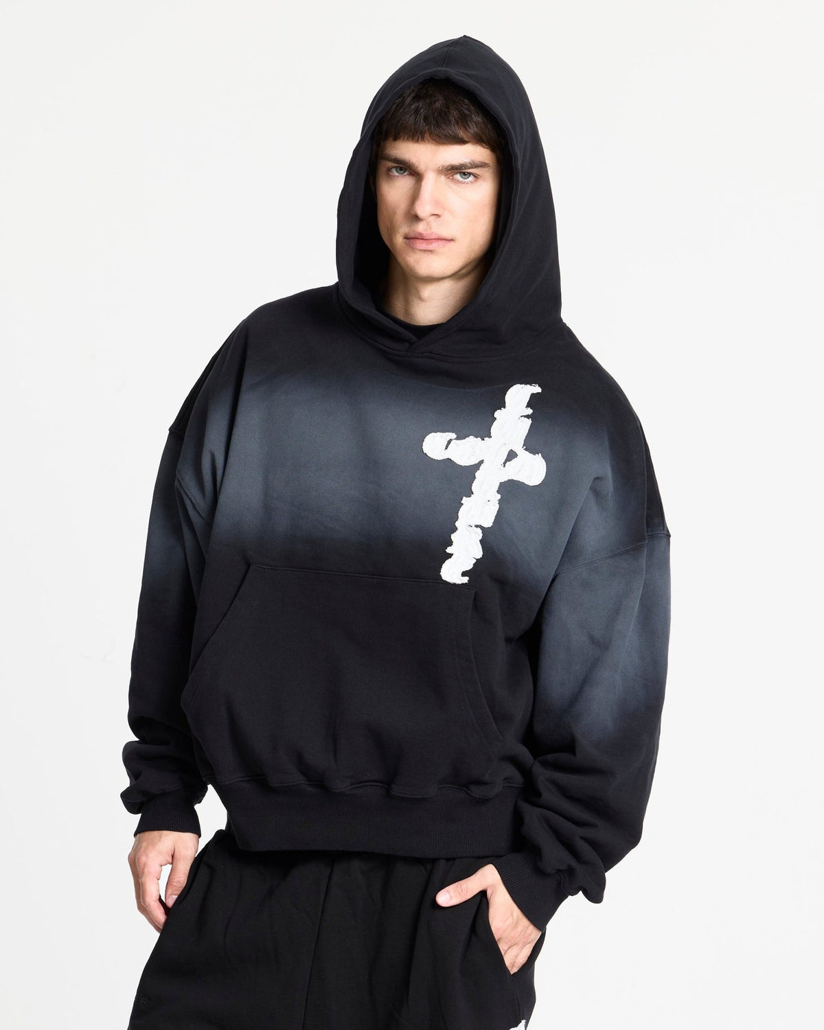 CROSSED HOODIE BLACK - Cold Culture
