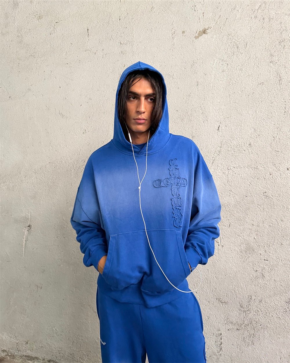 CROSSED HOODIE BLUE - Cold Culture