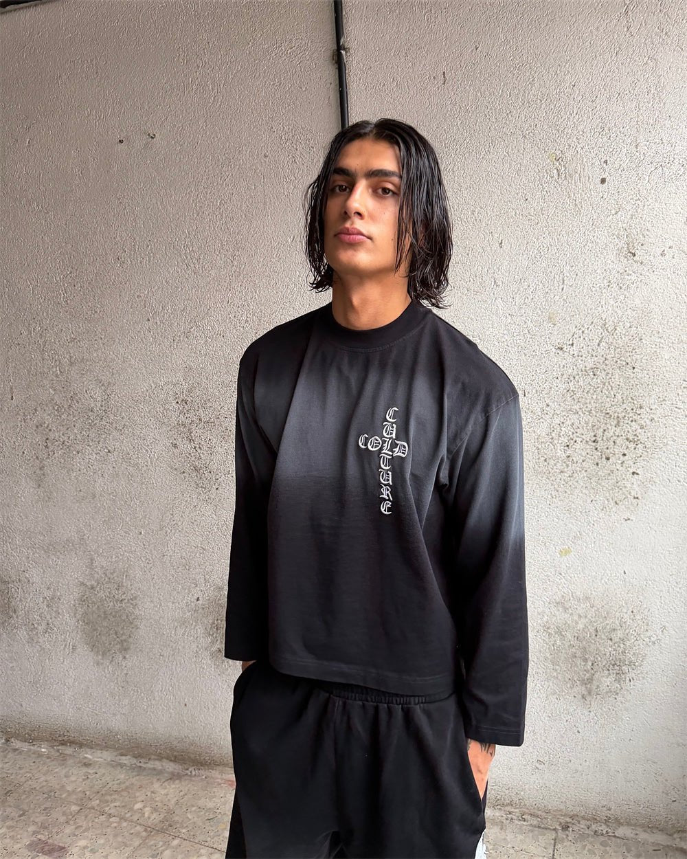 CROSSED LONGSLEEVE BLACK - Cold Culture