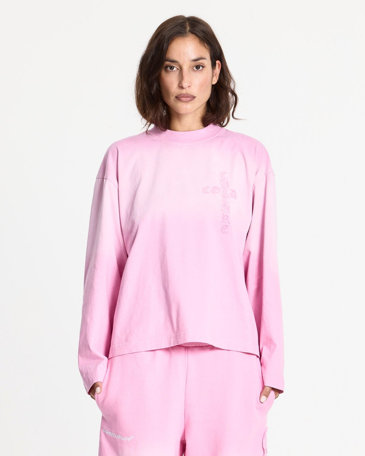 CROSSED LONGSLEEVE PINK - Cold Culture