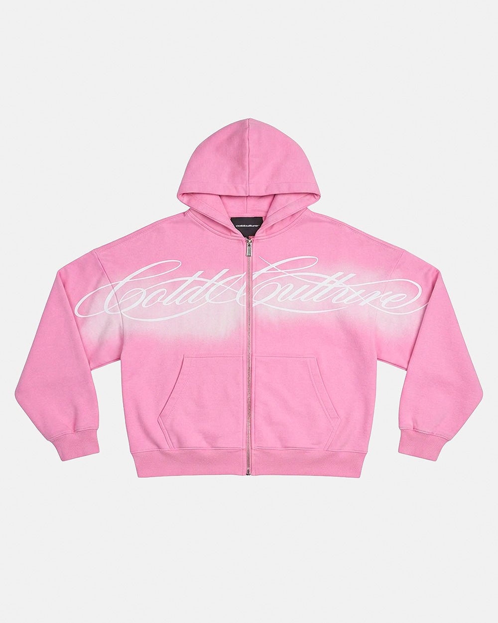 CROSSED SCRIPT ZIP HOODIE PINK - Cold Culture #packshot