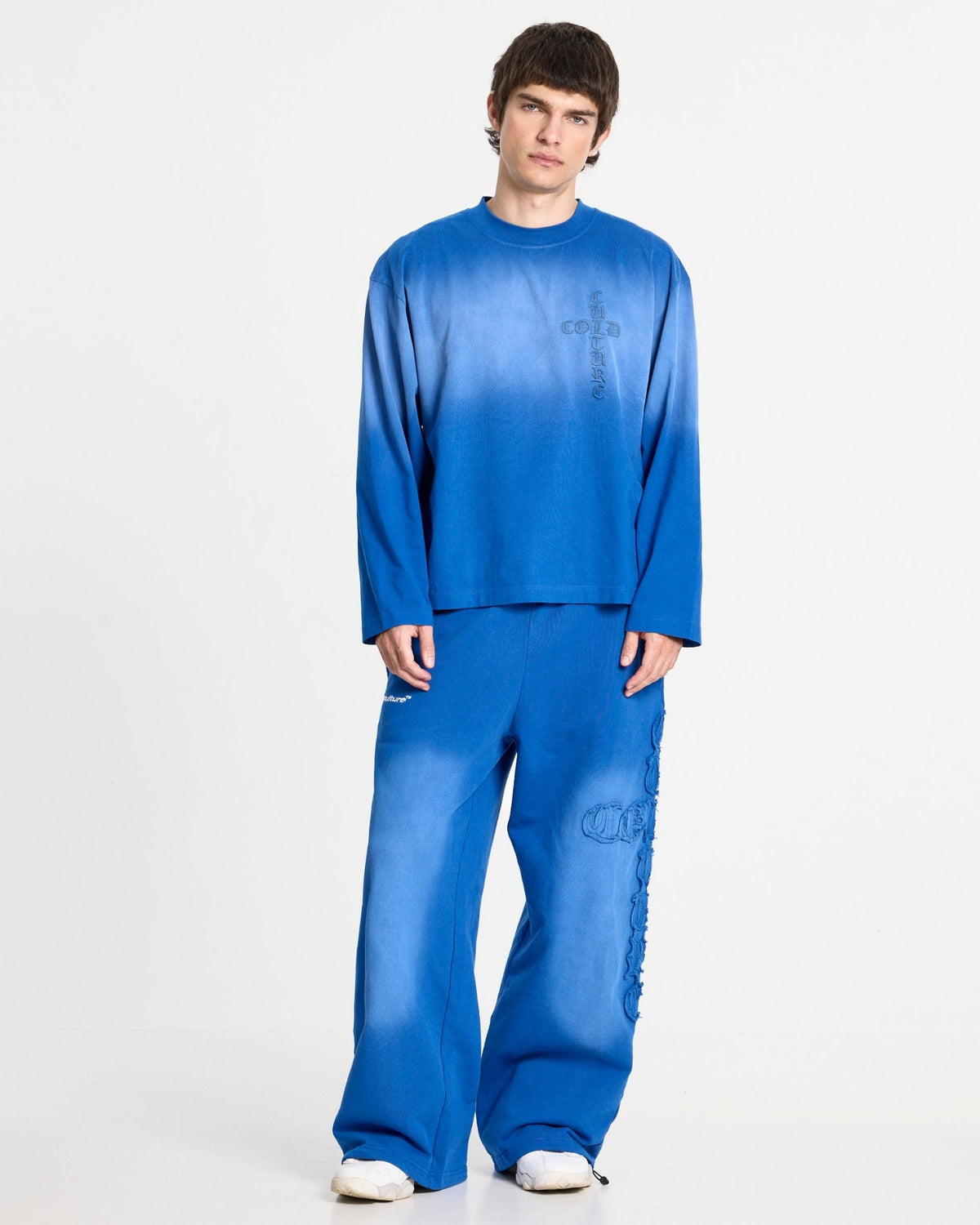 CROSSED SWEATPANTS BLUE - Cold Culture