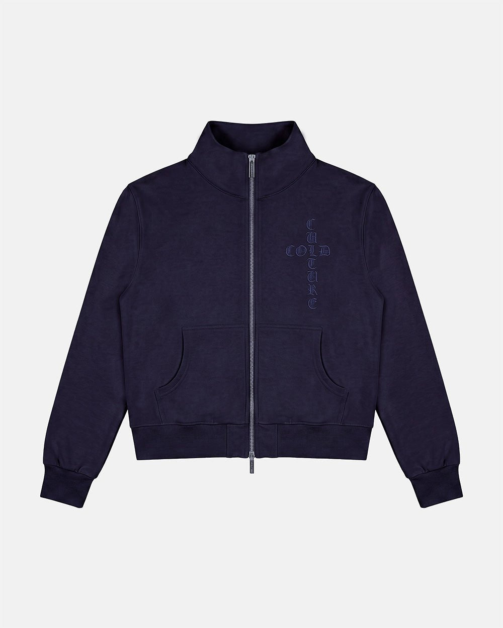 CROSSED ZIP HOODIE WOMAN NAVY - Cold Culture #packshot