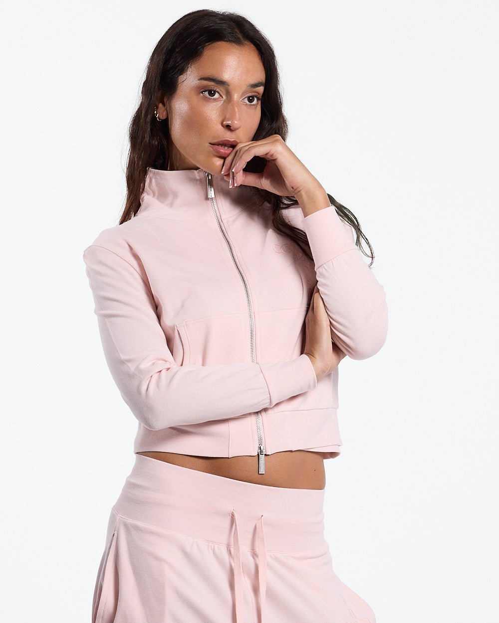 CROSSED ZIP HOODIE WOMAN PINK - Cold Culture #woman