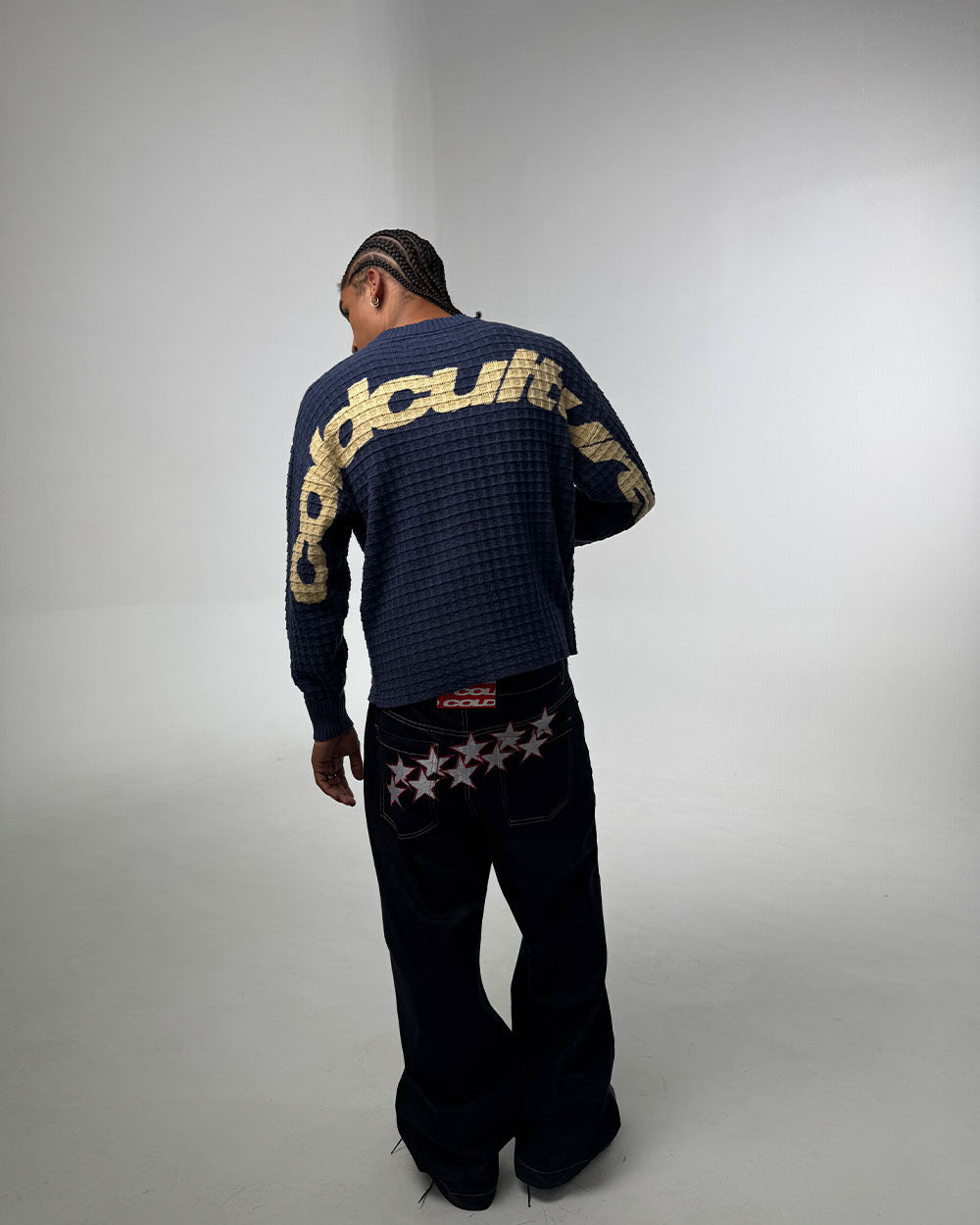 CRUNCHY WAFFLE KNIT NAVY AND YELLOW - Cold Culture #man