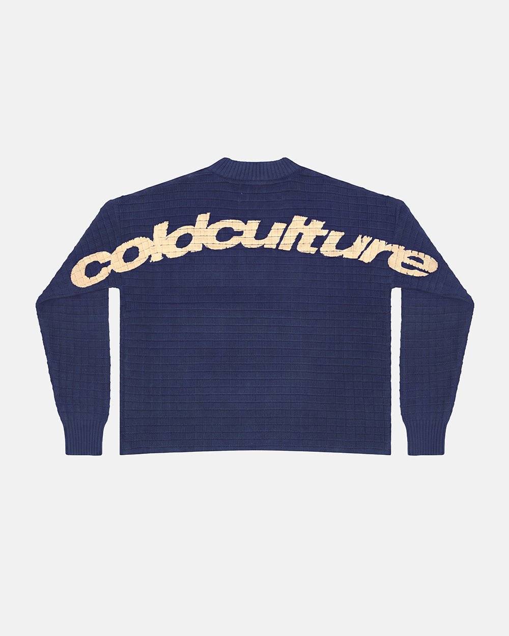 CRUNCHY WAFFLE KNIT NAVY AND YELLOW - Cold Culture #packshot