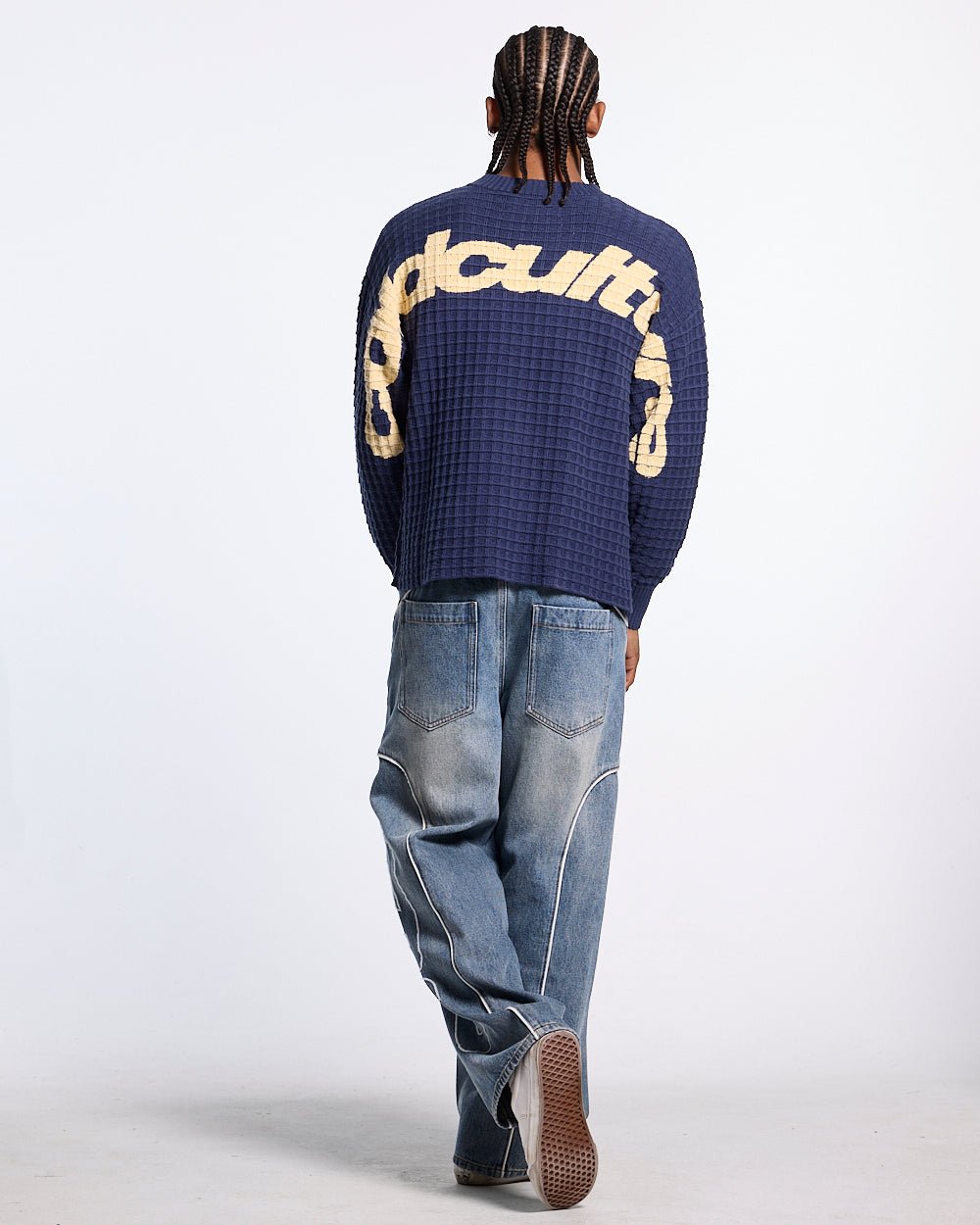 CRUNCHY WAFFLE KNIT NAVY AND YELLOW - Cold Culture #man