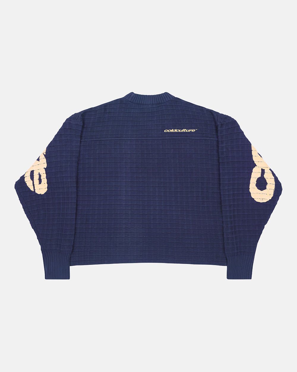 CRUNCHY WAFFLE KNIT NAVY AND YELLOW - Cold Culture #packshot