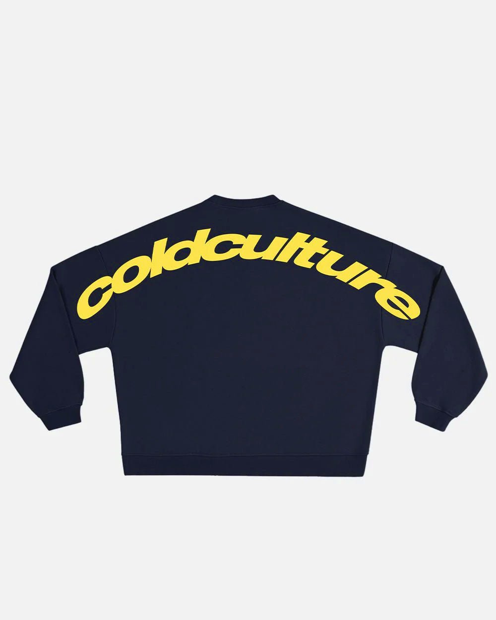 CURVED CREWNECK MIDNIGHT BLUE - navy logo print crewneck sweatshirt, back view - Cold Culture #packshot