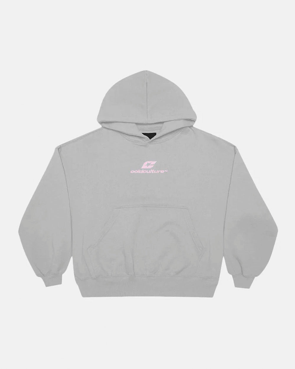 CURVED HOODIE GREY - grey logo print hoodie, front view - Cold Culture #packshot