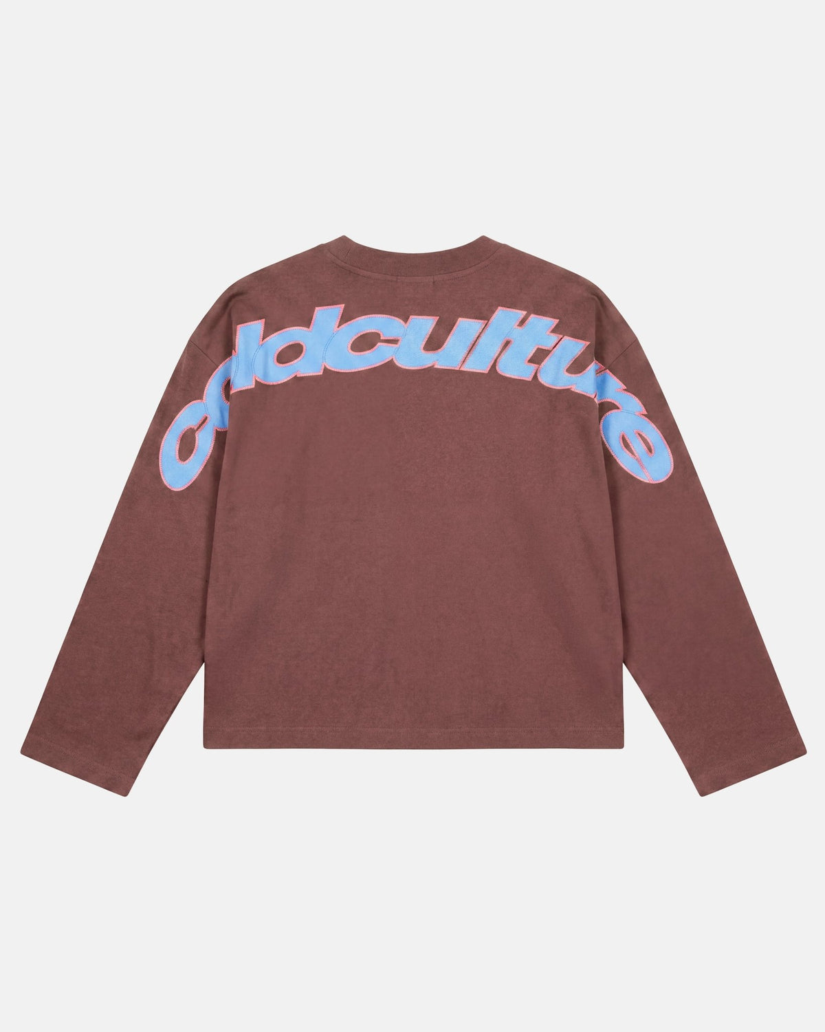 CURVED KNOTS LONGSLEEVE BROWN - brown logo print longsleeve tee, back view - Cold Culture #packshot