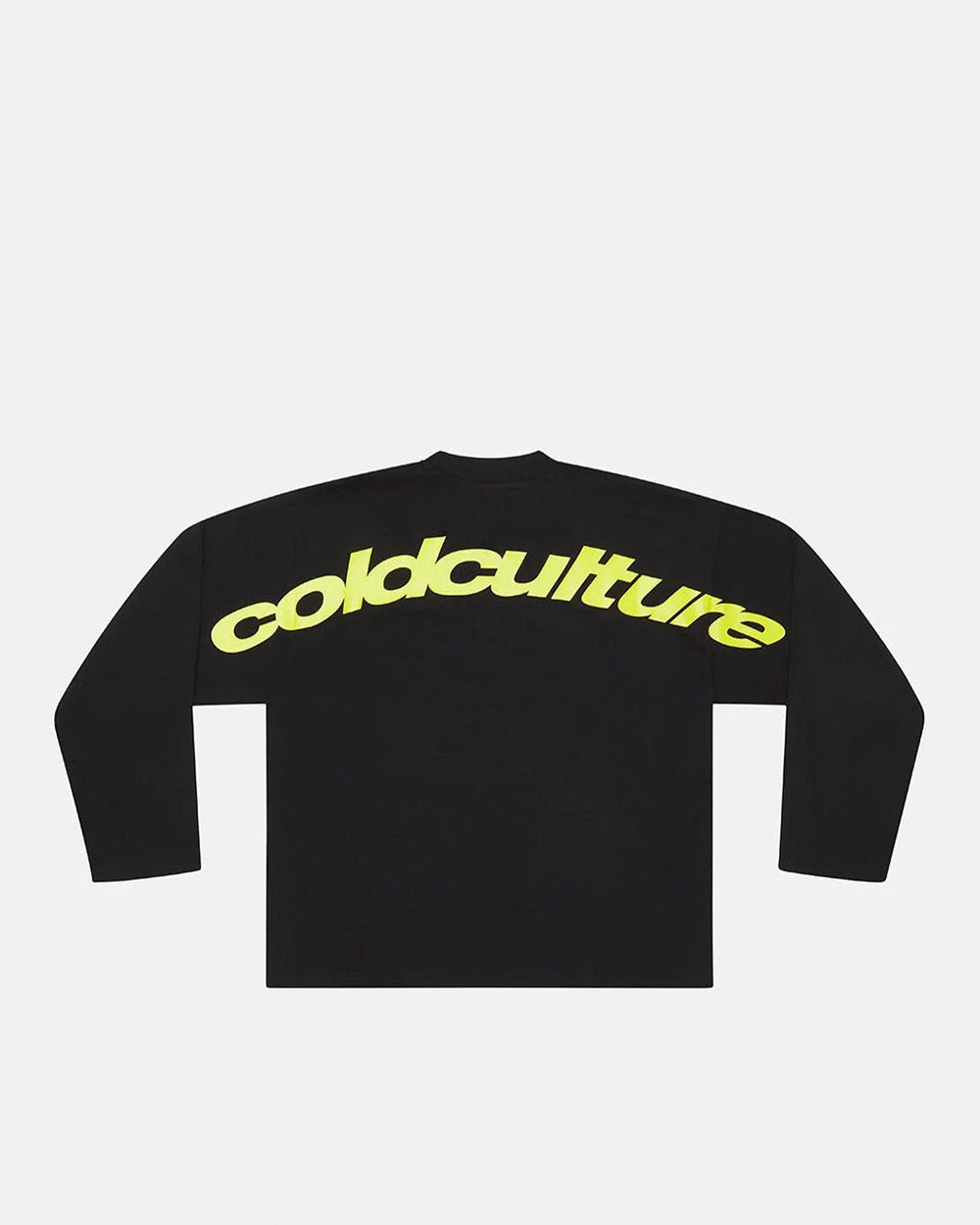 CURVED LONGSLEEVE BLACK - black oversized longsleeve tee, back view - Cold Culture #packshot