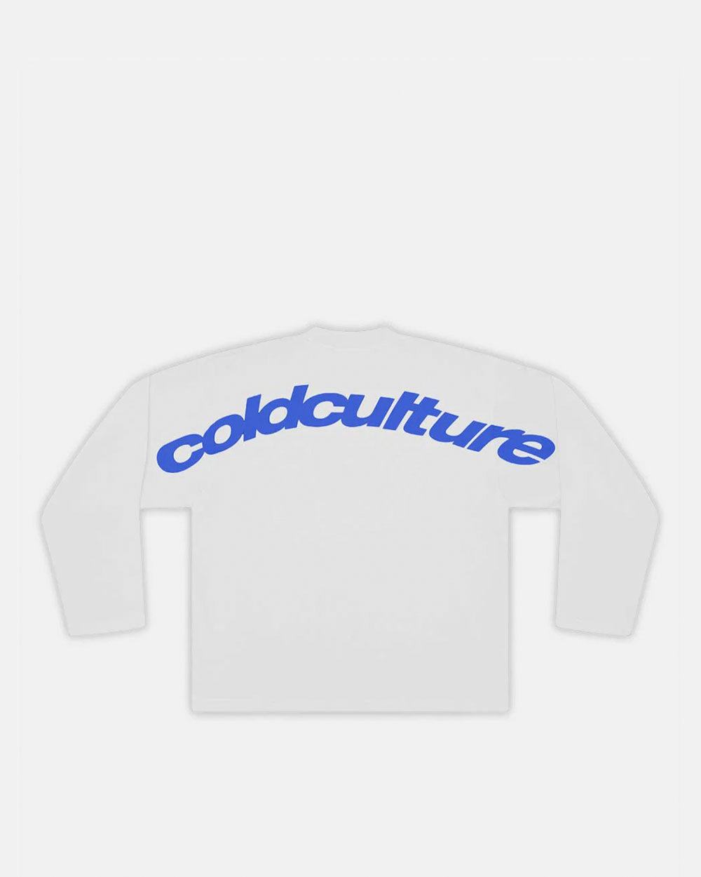 CURVED LONGSLEEVE GREY - light grey oversized longsleeve tee, back view - Cold Culture #packshot
