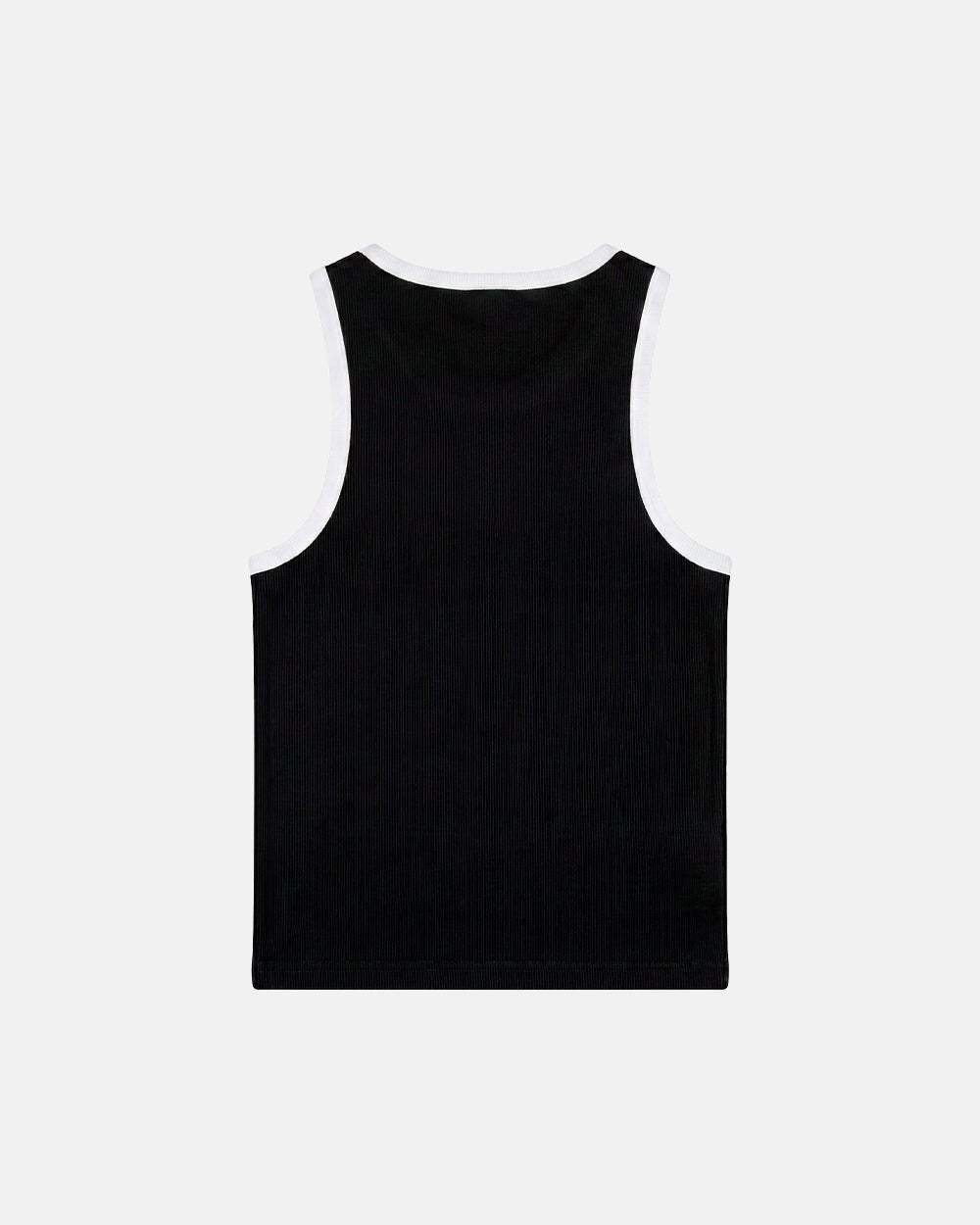 CUTE TANK TOP BLACK - black contrast trim tank top, back view - Cold Culture #packshot