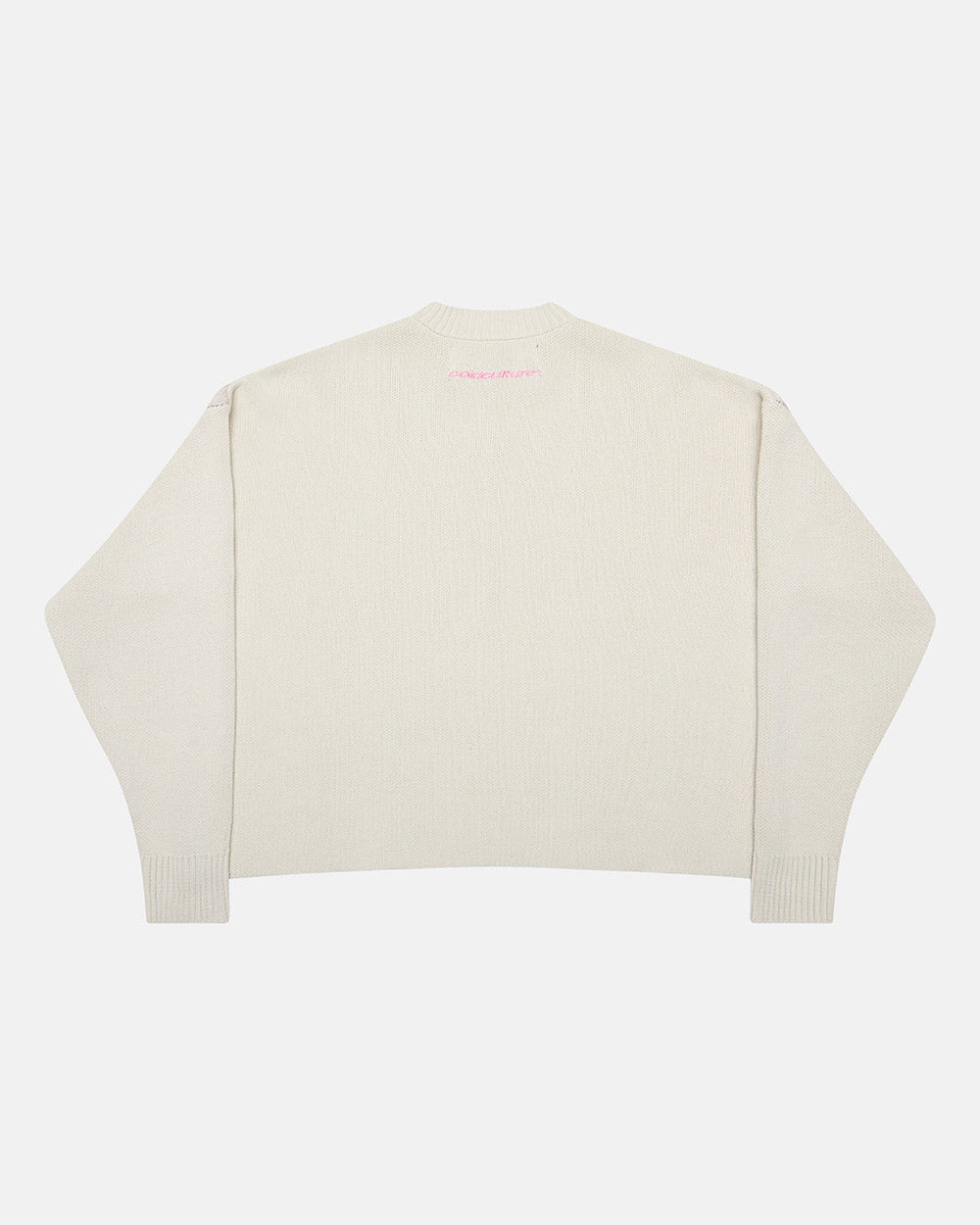 DAILY KNIT GREY - light grey graphic print knit sweater, back view - Cold Culture #packshot