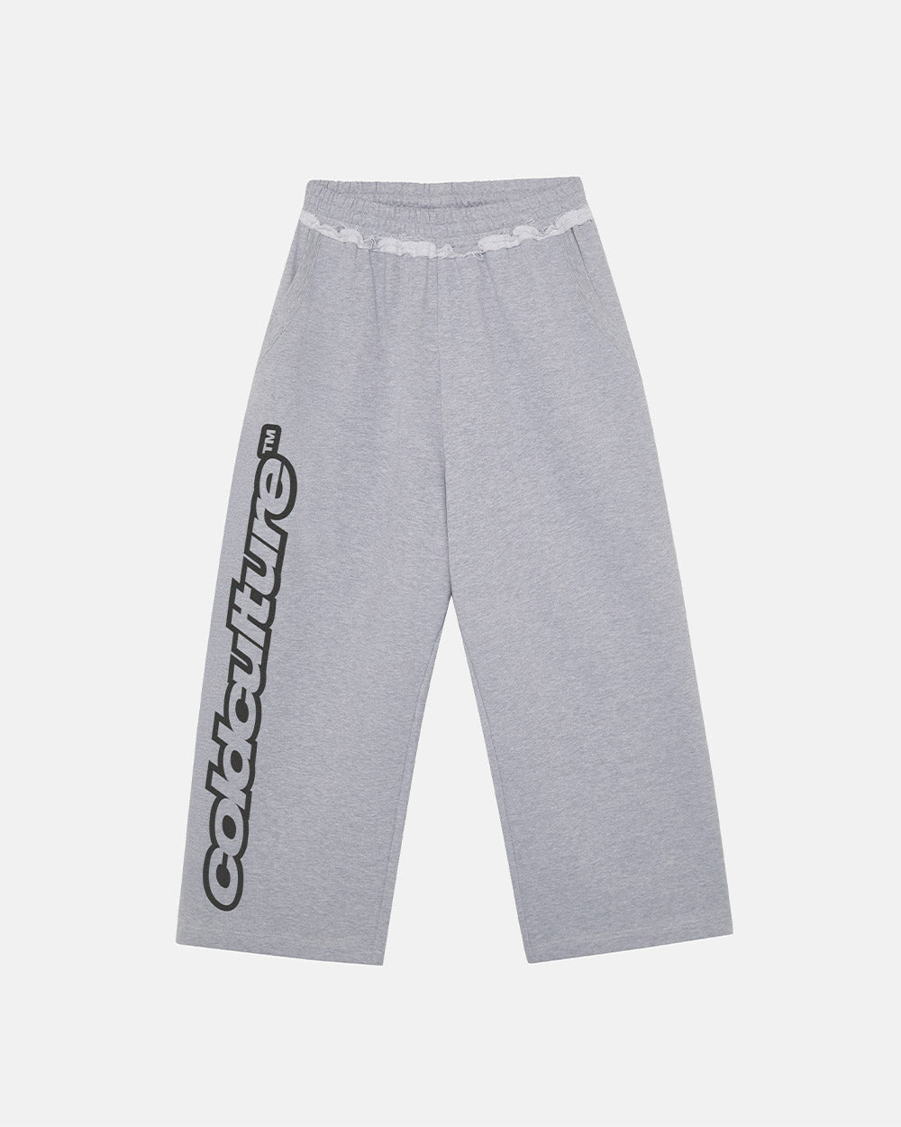 DAILY SET SWEATPANT GREY MELANGE - grey melange sweatpants, front view - Cold Culture #packshot