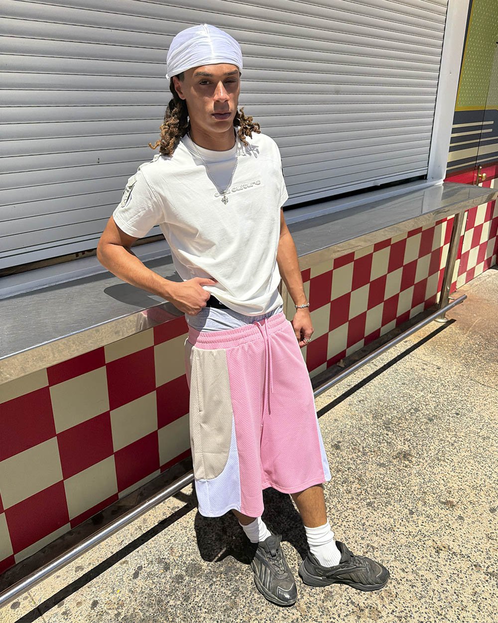 DECALS SHORT MAN WHITE AND PINK AND BEIGE - Cold Culture