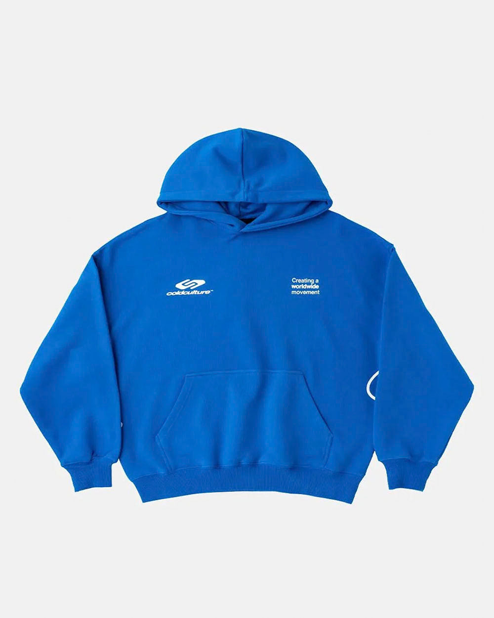 DEFENSE HOODIE ELECTRIC BLUE - royal blue graphic print hoodie, front view - Cold Culture #packshot