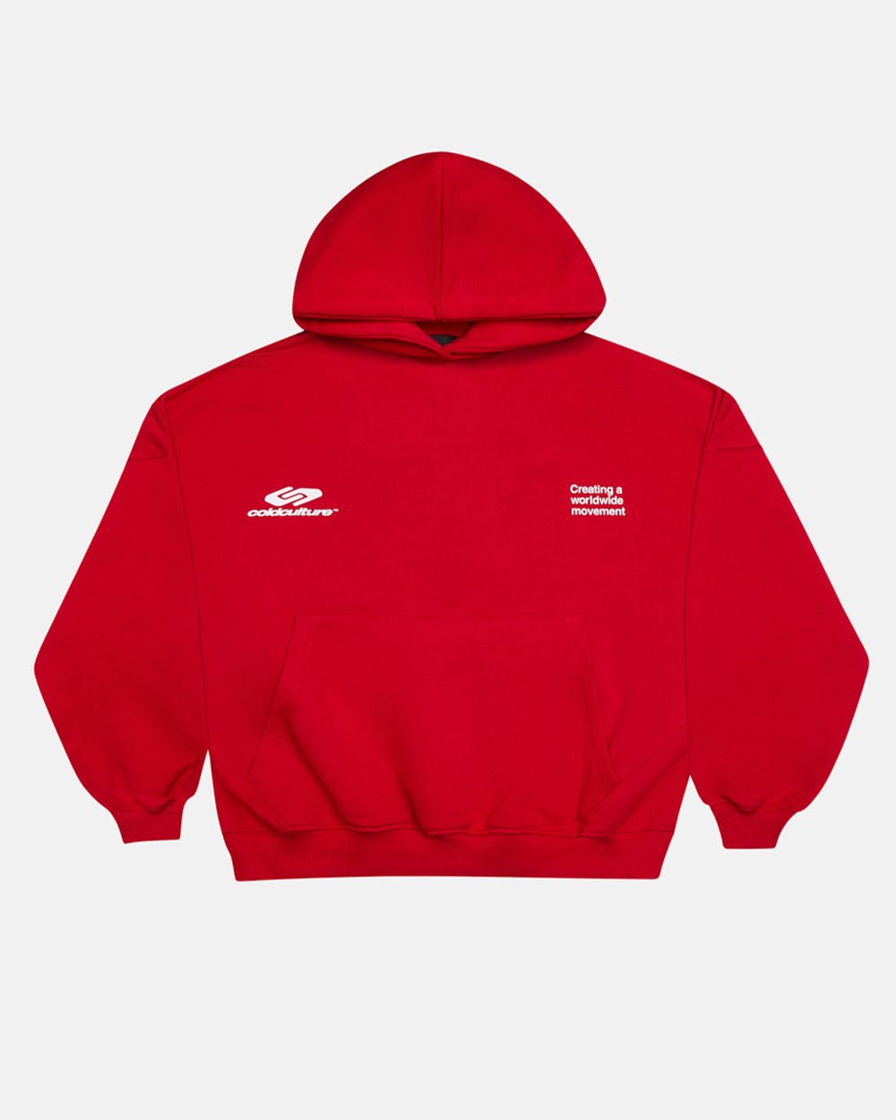 DEFENSE HOODIE RED - red graphic print hoodie, front view - Cold Culture #packshot
