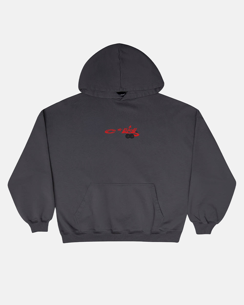 DEMON HOODIE GREY - grey graphic print hoodie, front view - Cold Culture #packshot