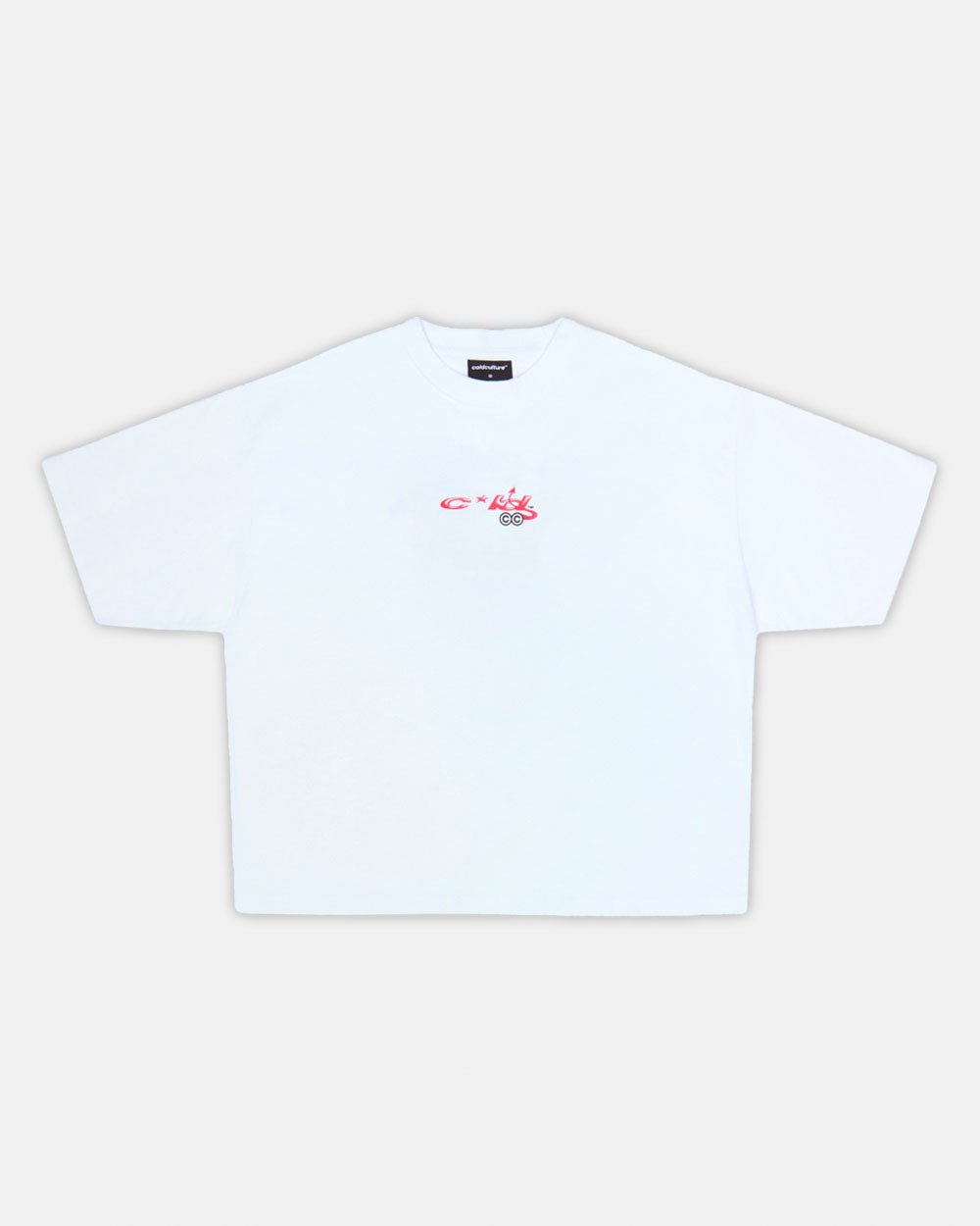 DEMON TEE WHITE - white graphic print tee, front view - Cold Culture #packshot