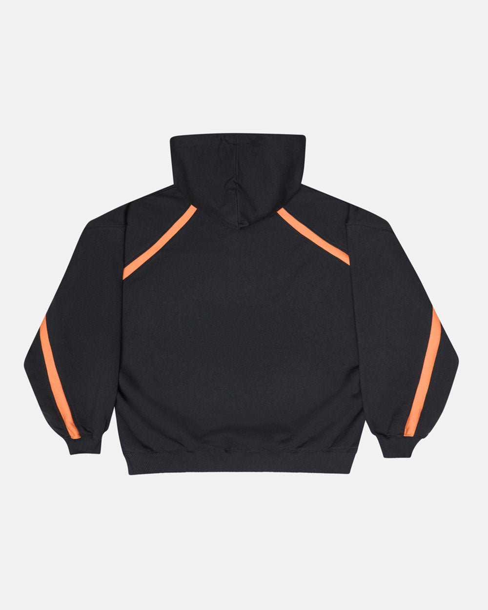 DETAILED HOODIE BLACK - black and orange hoodie, back view - Cold Culture #packshot