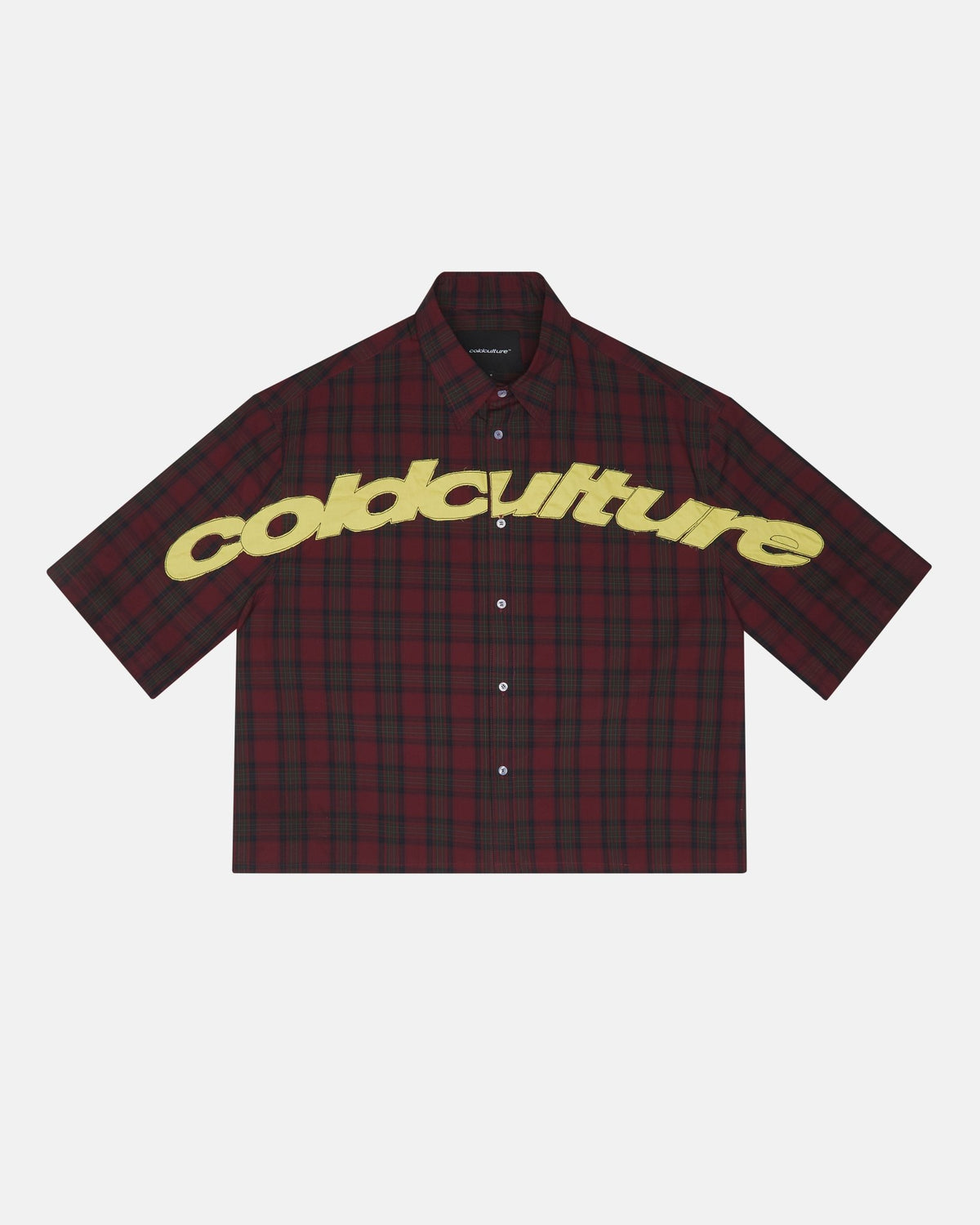 DETROIT SHIRT RED & BLACK - red and black plaid shirt, front view - Cold Culture #packshot