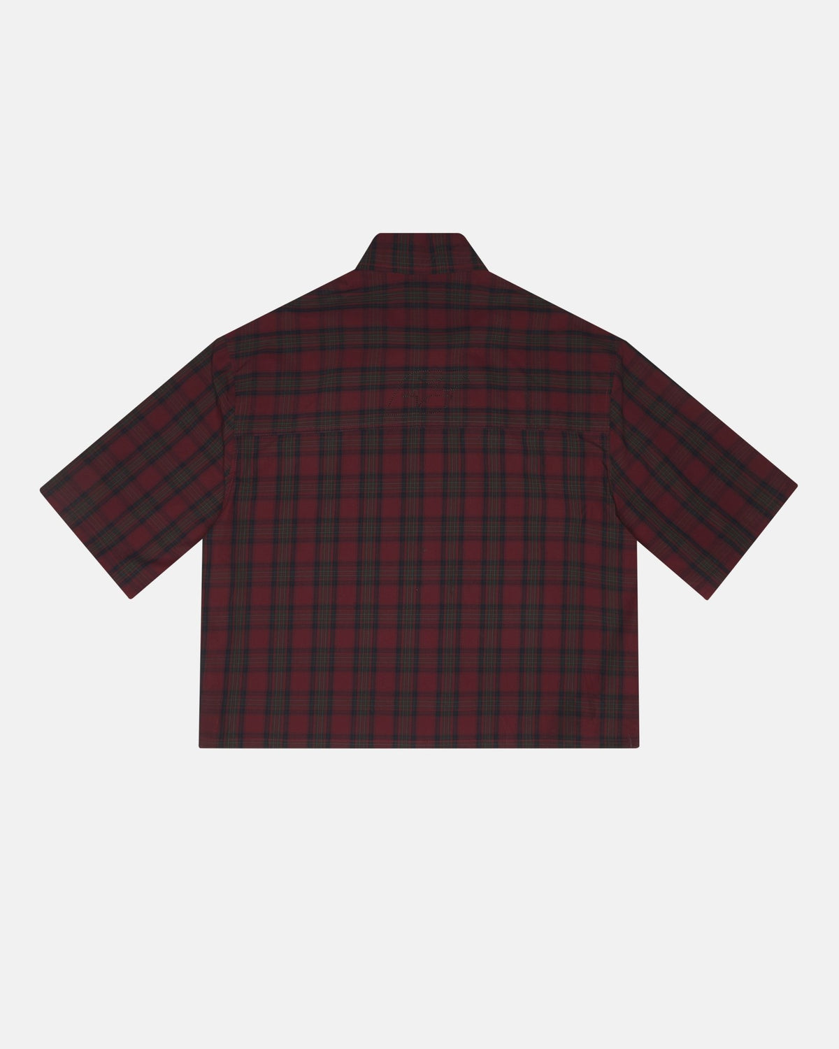 DETROIT SHIRT RED & BLACK - red and black plaid shirt, back view - Cold Culture #packshot
