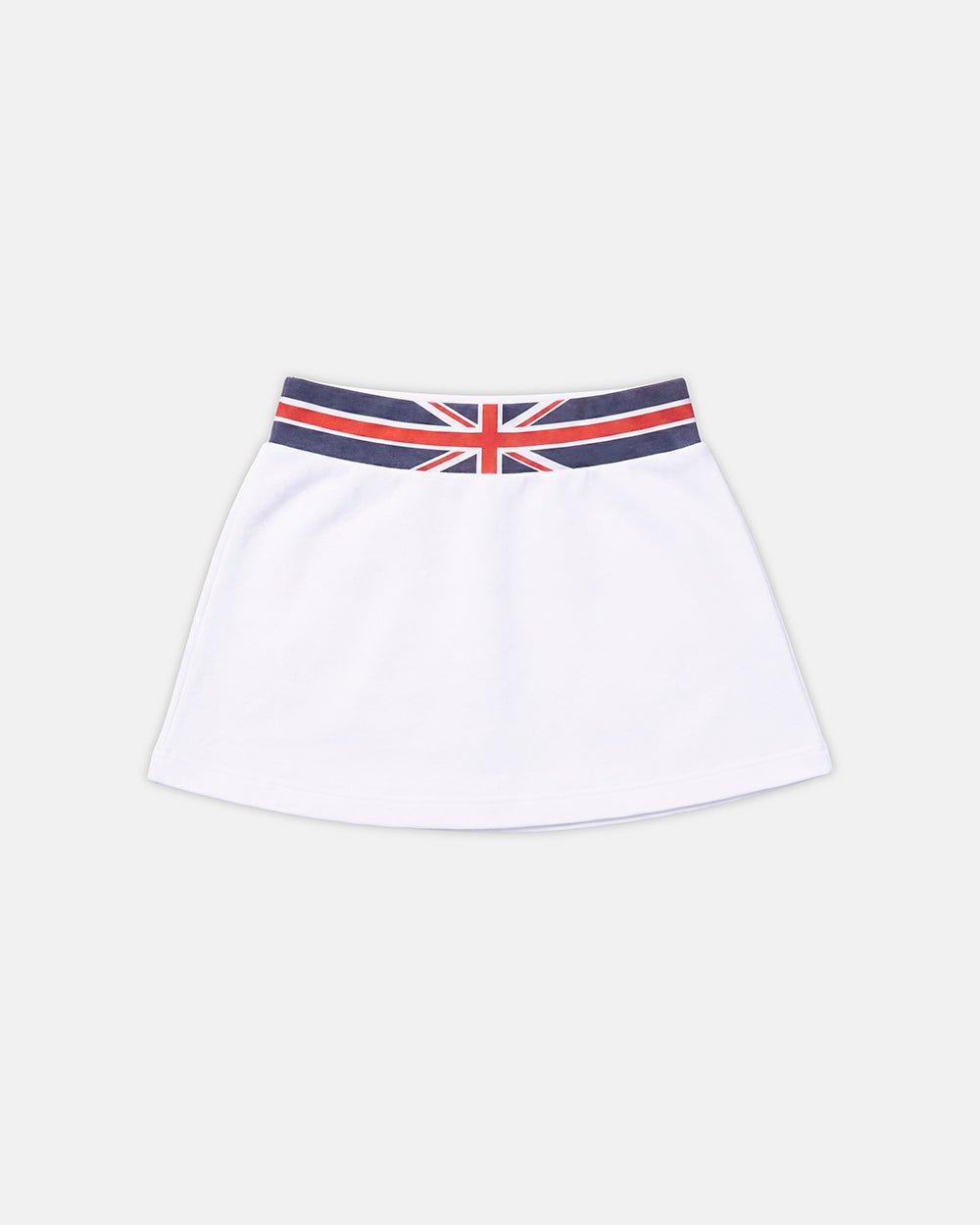 DIANA MINI SKIRT WHITE - white flag waistband mini skirt, back view - Cold Culture #packshot