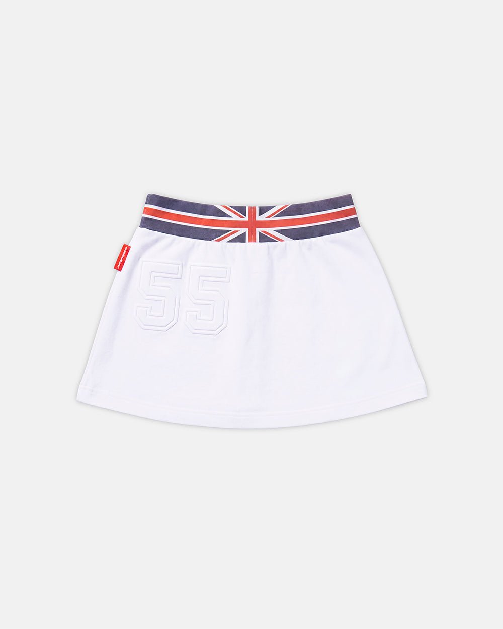 DIANA MINI SKIRT WHITE - white flag waistband mini skirt, front view - Cold Culture #packshot