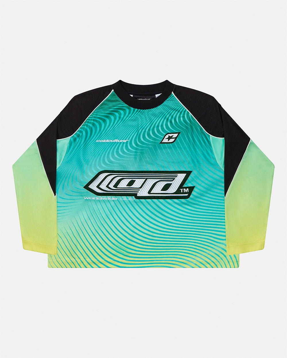 DIFFUSION LONGSLEEVE GREEN - green gradient longsleeve tee, front view - Cold Culture #packshot