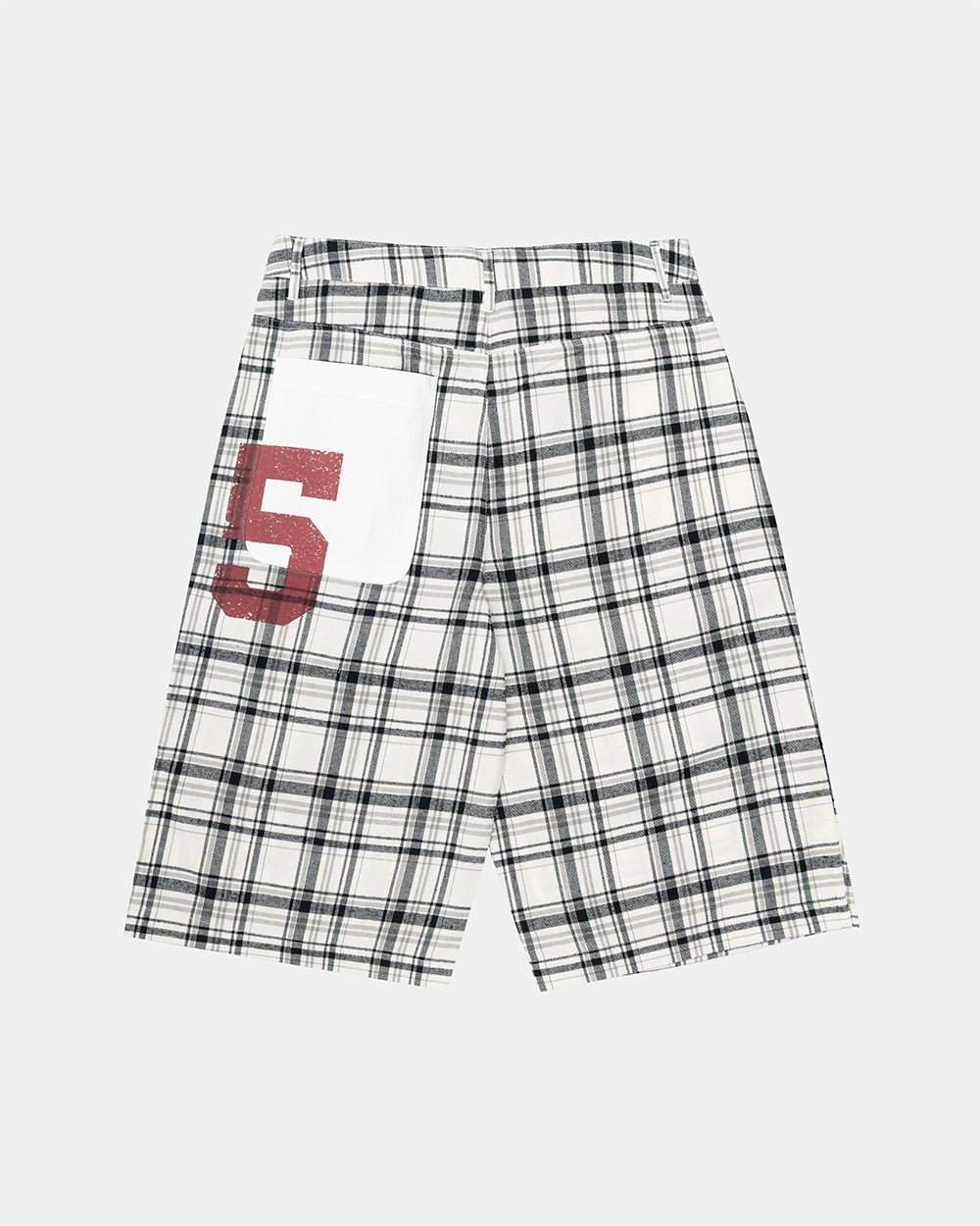 DINING CHECK JORTS BLACK - black and white checkered shorts, flat lay - Cold Culture #packshot
