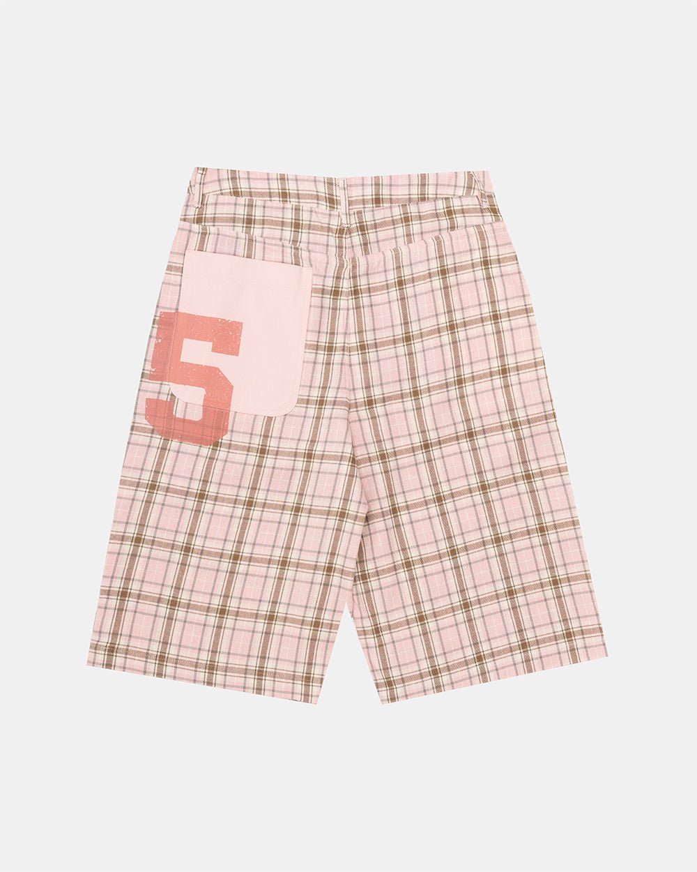 DINING CHECK JORTS PINK - pink checkered shorts, flat lay - Cold Culture #packshot
