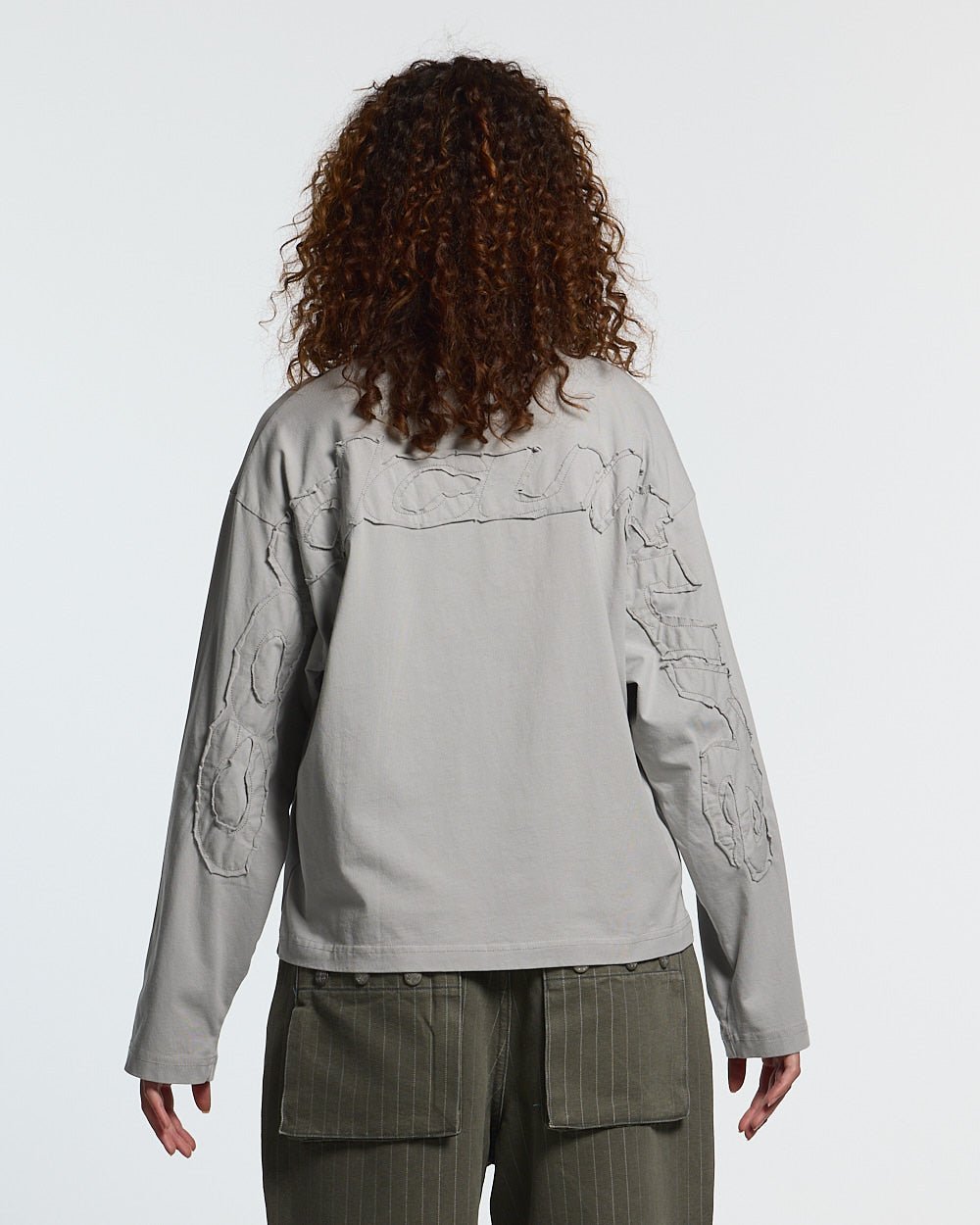 DISTRESS CURVED LONGSLEEVE DARK GREY - Cold Culture #woman