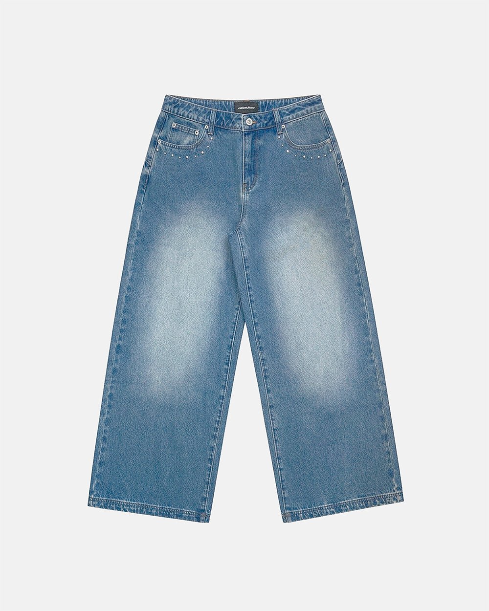 DISTRESS CURVED LOOSE PANTS BLUE - Cold Culture #packshot
