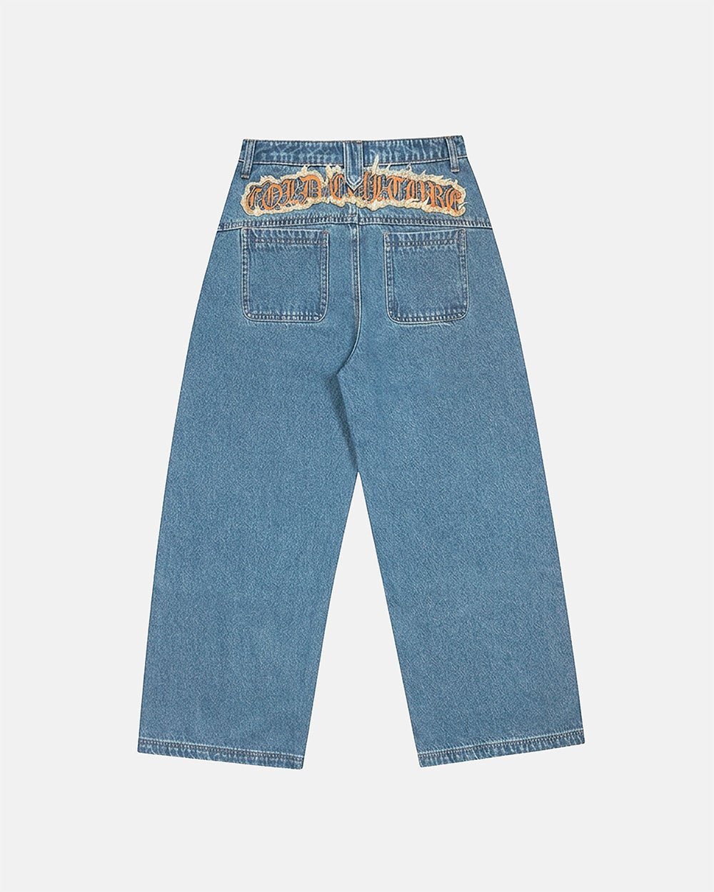 DISTRESS CURVED LOOSE PANTS BLUE - Cold Culture #packshot