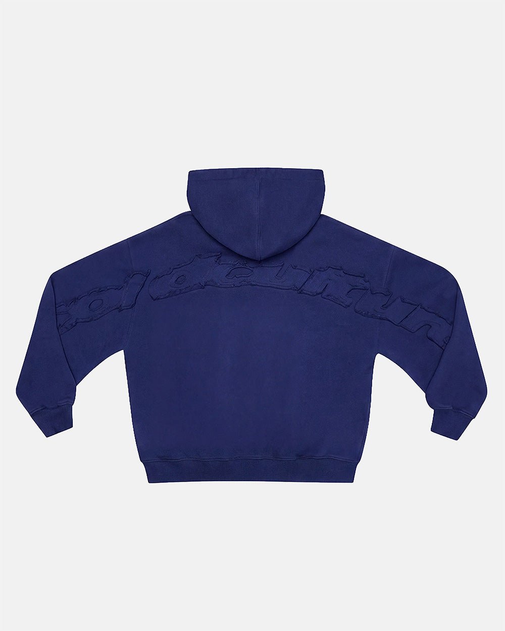 DISTRESS CURVED ZIP HOODIE NAVY - Cold Culture #packshot