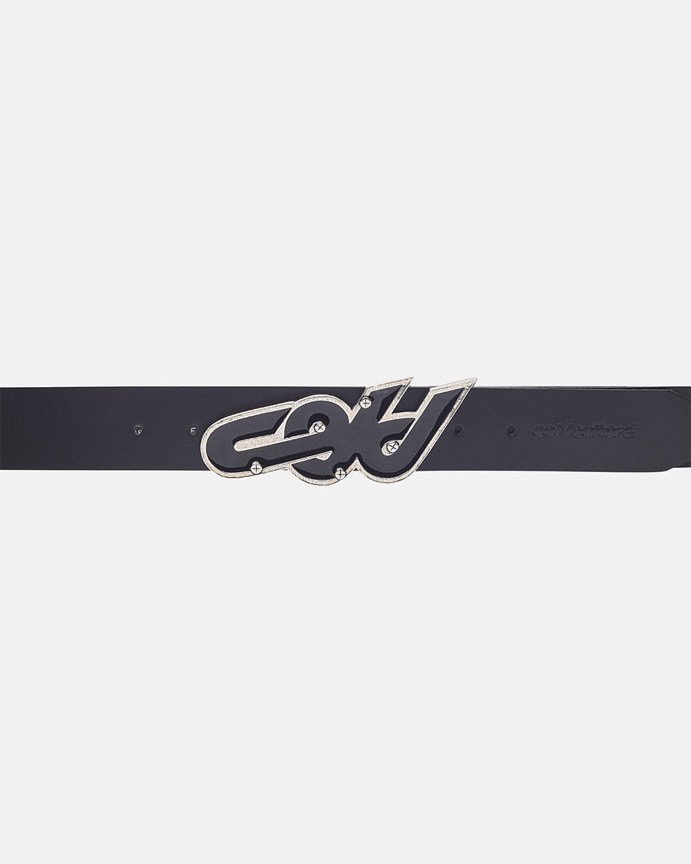 DIY BELT LEATHER BLACK - black leather belt, detail close-up - Cold Culture